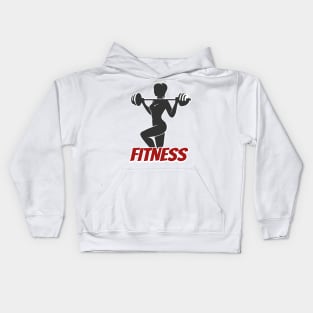 Fitness Girl with barbell illustration Kids Hoodie